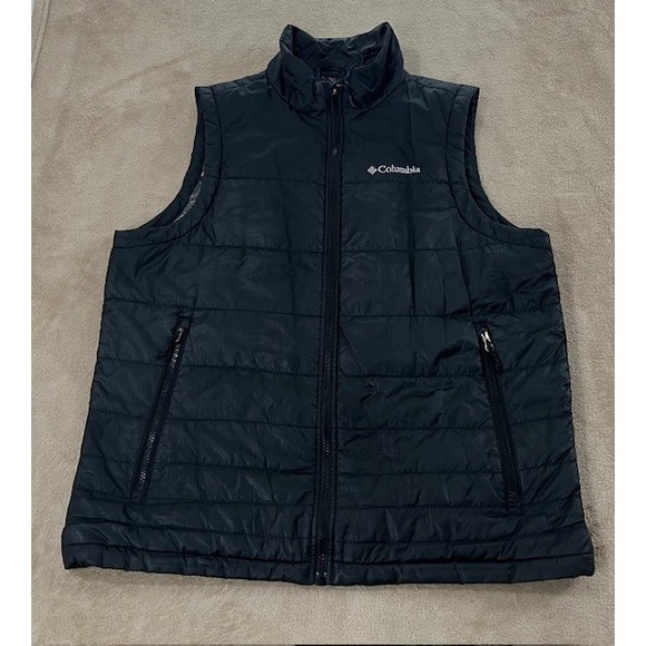 Columbia Omni-Heat Puffer Vest Mens M black Insulated Quilted Winter Zip Up EUC - Picture 1 of 8